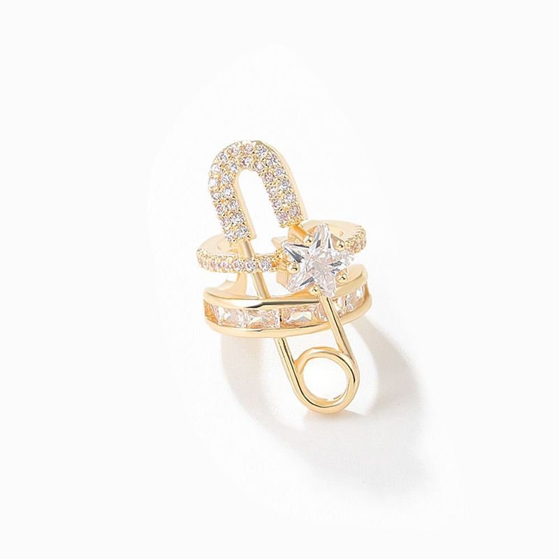European and American exaggerated zirconium micro inlaid earrings, open-loop, pin, design, double-layer jewelry_voghion.com