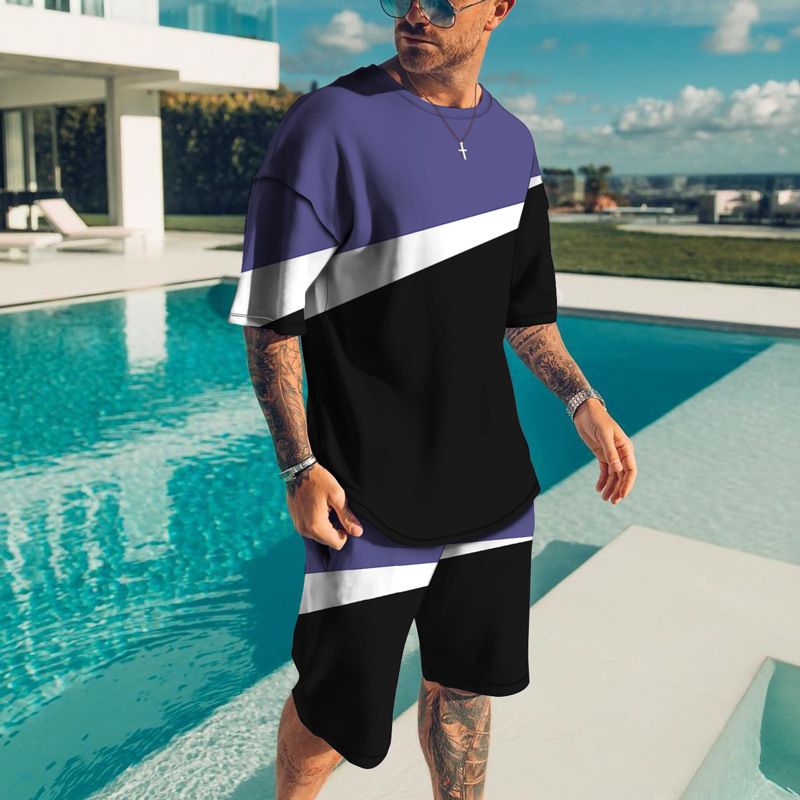 Men's Trendy Casual Beach Style Textured 3D Digital Printing Fashion Suit_voghion.com