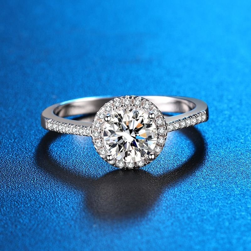 Bague de mariage pour femme avec diamant simulé et moissanite, ensemble de luxe rond à six griffes, un ou deux carats_voghion.com