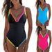2025 New Color-Block Strap One-Piece Swimsuit Women Bikini_voghion.com