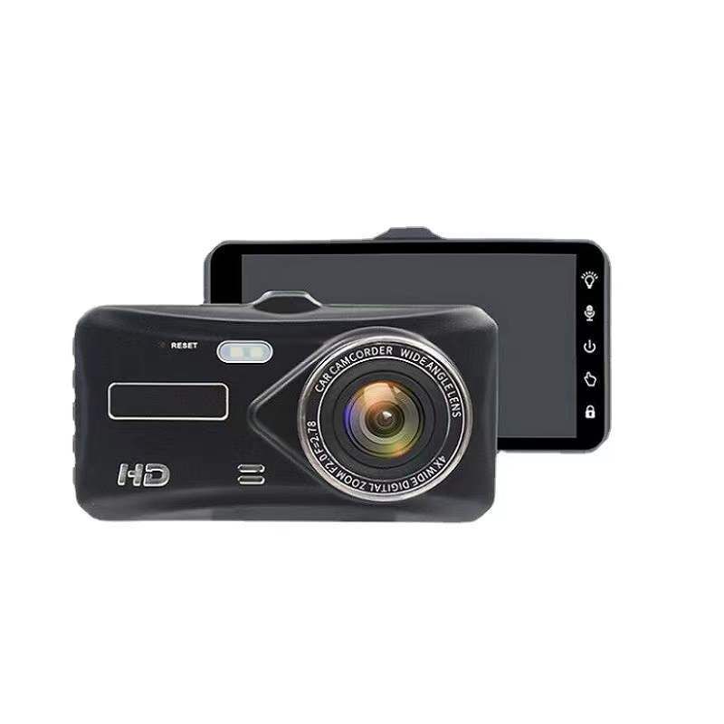 Bil videooptager Dash Cam Dual Lens HD 1080P Auto Digital 4'' IPS Touch Screen DVR Kamera G-Sensor WDR Bil DVRS Dashcam kamera_voghion.com