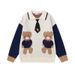 Pull col rond motif ours américain pour homme et femme, tricot ample à blocs de couleurs pour l'automne, style décontracté_voghion.com