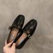 Women's flat square toe small leather shoes_voghion.com