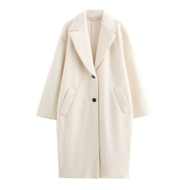 Women's clothing 2024 autumn and winter new stylish long style solid color looped woolen coat_voghion.com