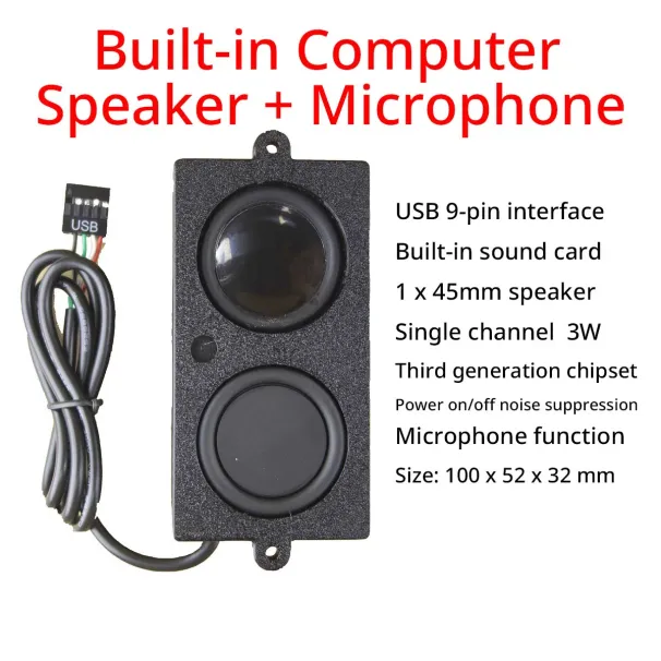 Eingebauter Desktop-Gehäuse 9-poliger USB-Computerlautsprecher mit Stereo-Sound Interner versteckter_voghion.com