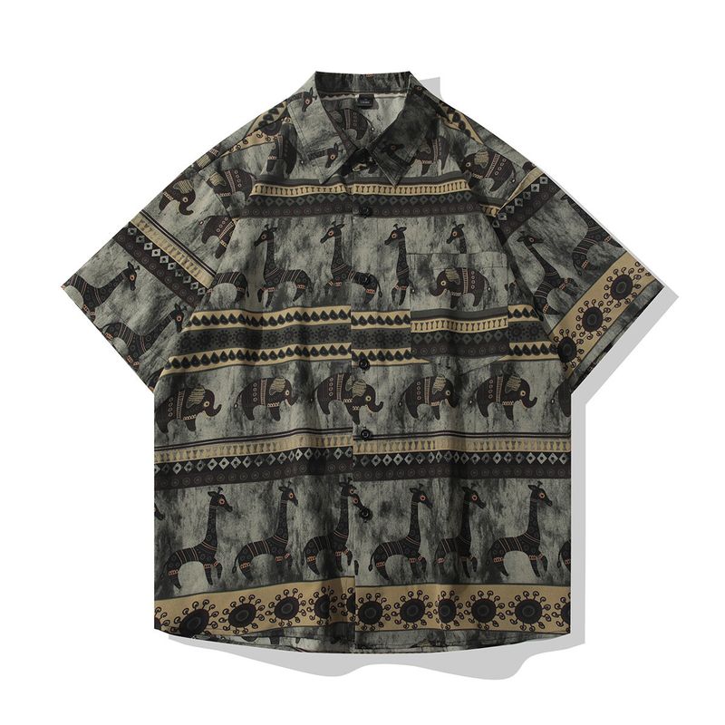Camicia casual da uomo a maniche corte, stile spiaggia, in seta ghiacciata, drappeggiata, ampia_voghion.com
