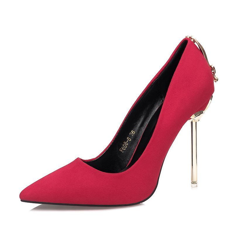 La moda coreana ha puntato le scarpe da donna con tacco alto in metallo sexy da discoteca con tacco a spillo e bowknot_voghion.com