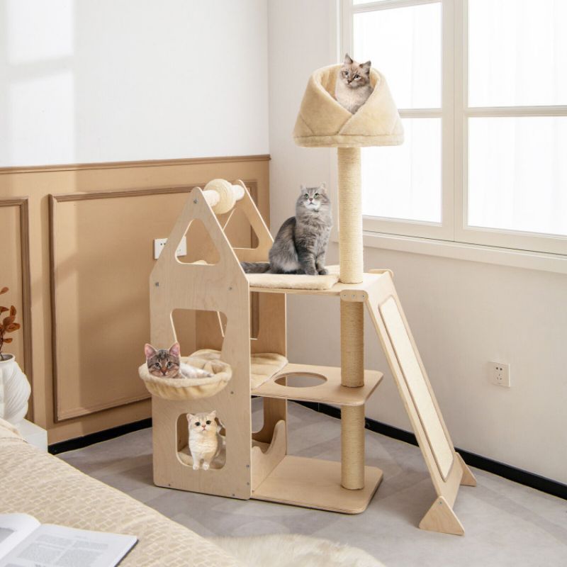 Multi-Level Cat Tree With Sisal Scratching Post_voghion.com