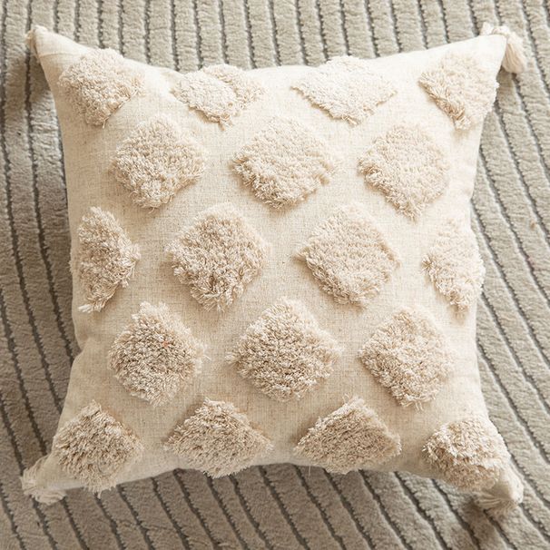 Hemo Boho Moroccan Throw Pillow Cover With Embroidery & Fringe – French-Inspired Geometric Tassel Cushion Case (45x45cm, Includes PP Cotton Insert)_voghion.com