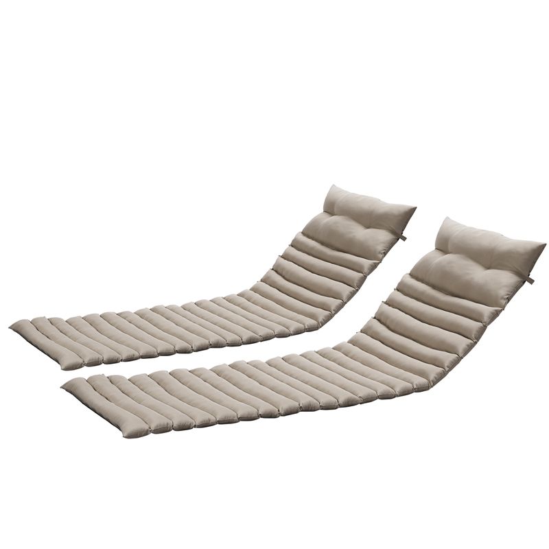 2PCS Set Outdoor Lounge Chair Cushion Replacement Patio Funiture Seat Cushion Chaise Lounge Cushion-KHAKI_voghion.com