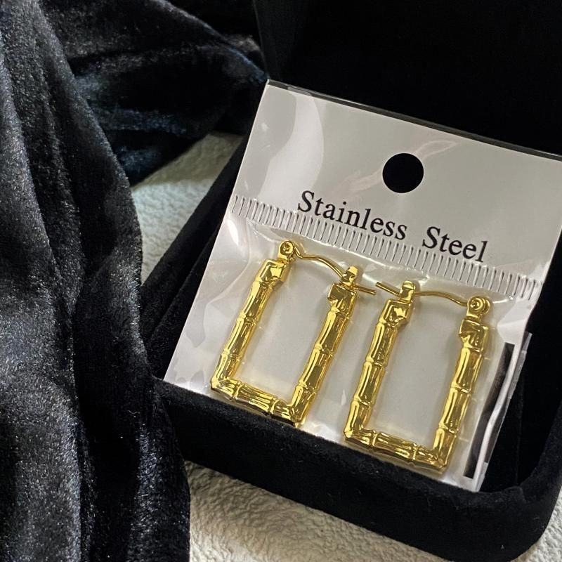 Vergoldete Edelstahl Ohrringe Geometrisch Unregelmäßig Minimalistisch Elegant Ohrschmuck_voghion.com