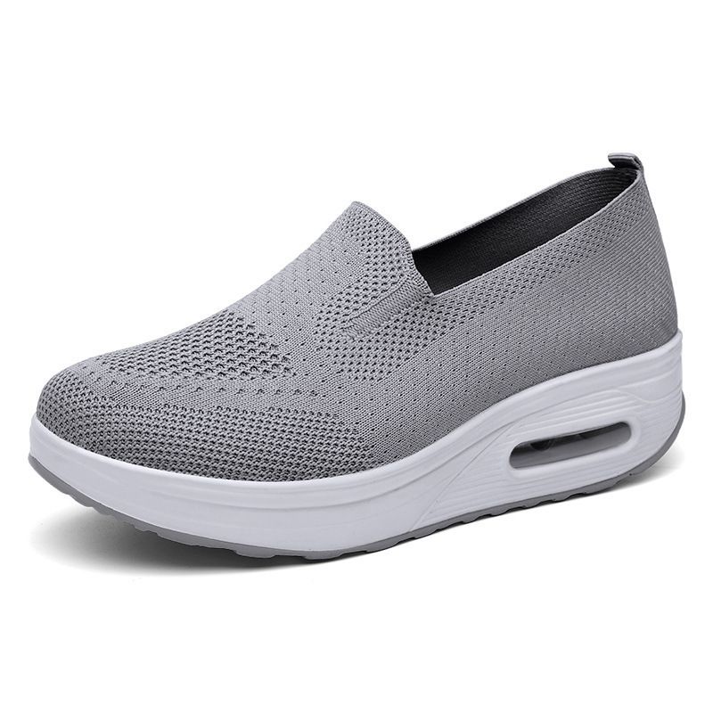 Efterårsslip-on sneakers til kvinder - Åndbare striksko (2,5 cm platformsål) - Moderigtige afslappede sko med svangstøtte_voghion.com
