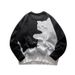 Maglione lavorato a maglia con stampa di gatti - Pullover oversize con scollo rotondo, comodo e alla moda per l'autunno/inverno_voghion.com