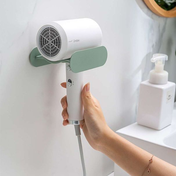 2 pezzi Porta asciugacapelli da parete per bagno, organizer per asciugacapelli con gancio, supporto per bagno, supporto in metallo autoadesivo_voghion.com