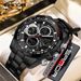 Men's Multifunctional Sports Watch With Countdown Timer, Luminous Display, Waterproof Steel Strap, And Dual Time Zone_voghion.com