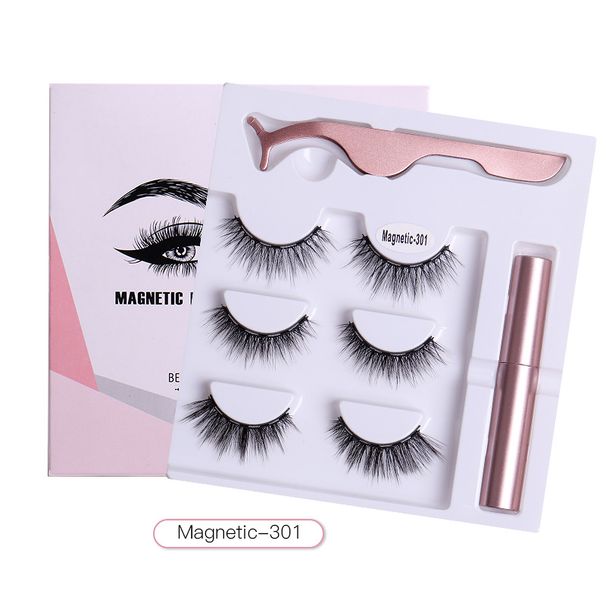 Cílios postiços novos, 3 pares de cílios postiços magnéticos sem cola, naturais, grossos, curvados, com fibra química_voghion.com