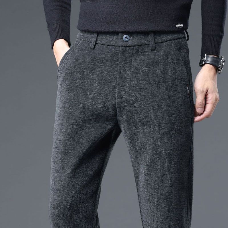 Herrenbekleidung Neue dicke Wollhose für Herren, Freizeithose, Businesshose, schmale, gerade, elastische Hose_voghion.com