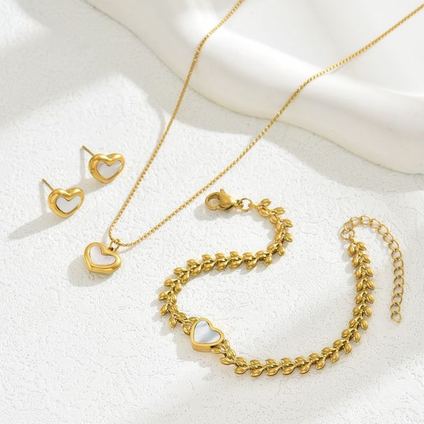 Süße Anzeige frische Korea Version Armband Halskette Ohrring Set, Perlmutt Weizen Ohr Design Armband, Iche Liebe_voghion.com