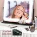 HOMCOM Dimmable Lighted Makeup Mirror With USB Port, 360 Degree Rotation_voghion.com