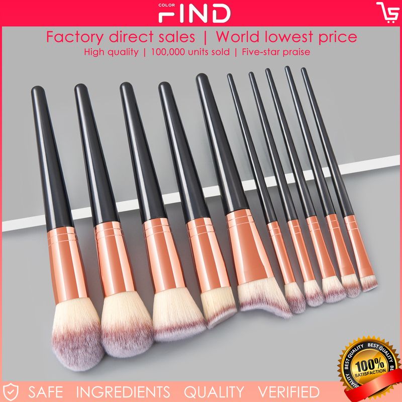 FINDCOLOR 10 schwarze professionelle Make-up-Pinsel-Set, Geschenk für den Heimgebrauch_voghion.com