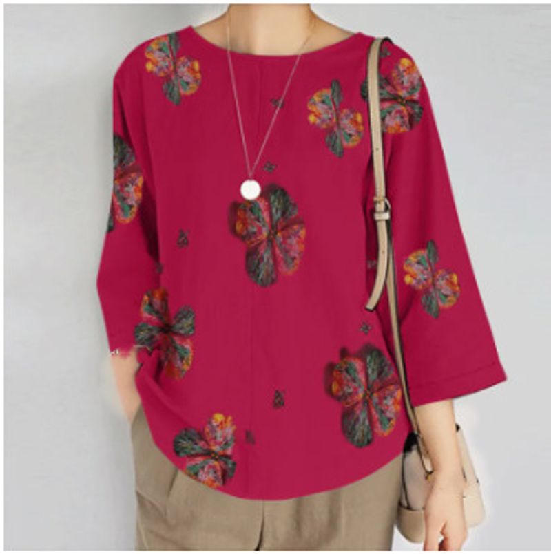 Pull rétro à manches longues pour femmes, grande taille, ample, décontracté, imprimé, printemps et automne_voghion.com