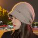 Damen-Kaninchenfellmütze, Herbstmode, hochwertige Strickmütze, Winterwärme, Ohrenschutz, trendige Plüschmütze_voghion.com