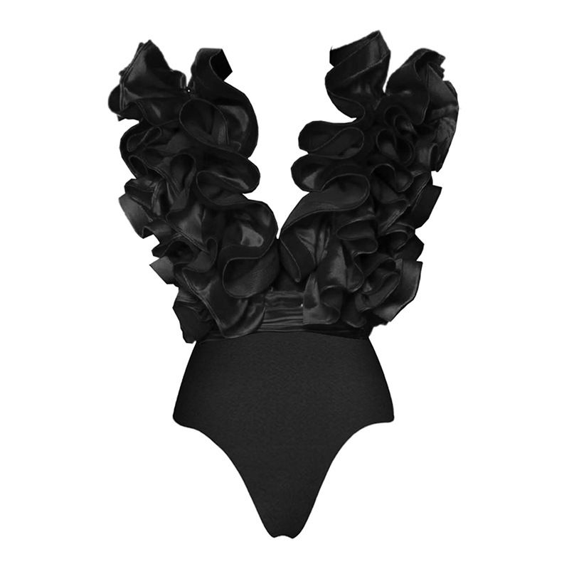 Women's Clothing Swimsuit Women's Lace V Neck Irregular Skirt Swimsuit Set_voghion.com