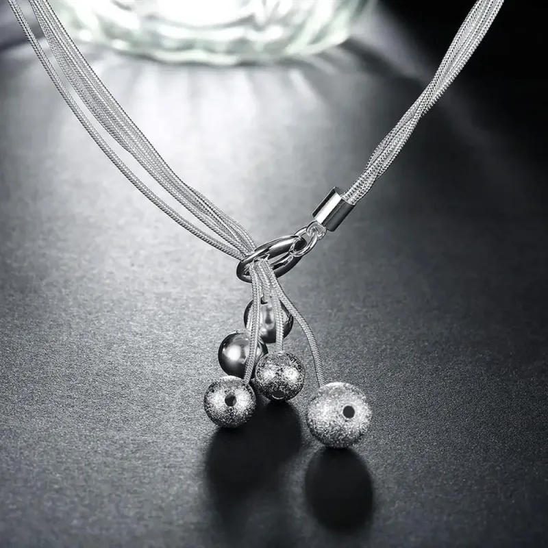 2025 Women Fashion Sterg Sier charm Smooth Beads Necklace For Women Fashion Party Wedding Accessories Jewelry Christmas Gifts_voghion.com