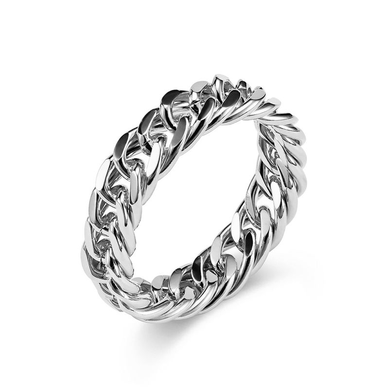 Minimalistische stijl dubbelgeweven Cubaanse kettingring unisex niche persoonlijkheidssieraden_voghion.com
