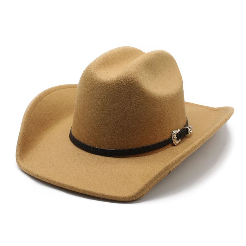 New Arrivals Vintage Western Cowboy with Black Belt Men's Felt Fedora Hat Women Jazz Cowgirl Cap Cloche Church Sombrero Hombre Caps_voghion.com