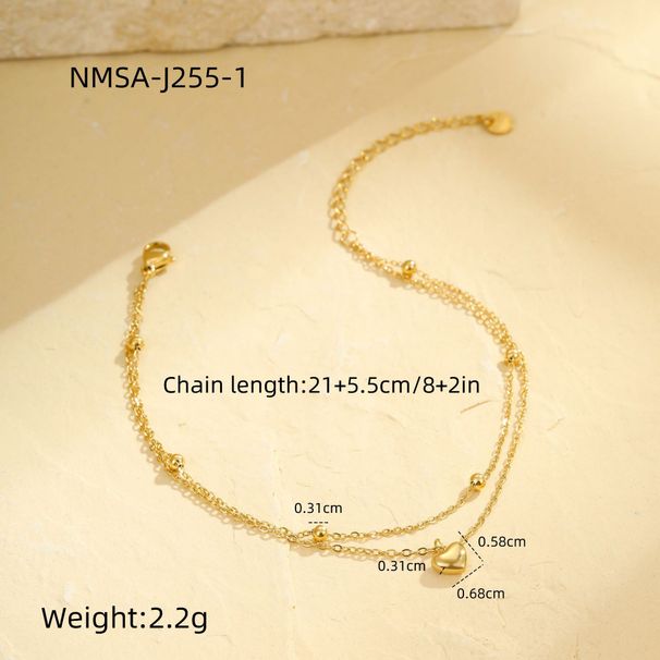 Hot Selling Temperament Simple Multi Layer Love Stainless Steel Anklet INS Beach Holiday Style Summer New Product_voghion.com