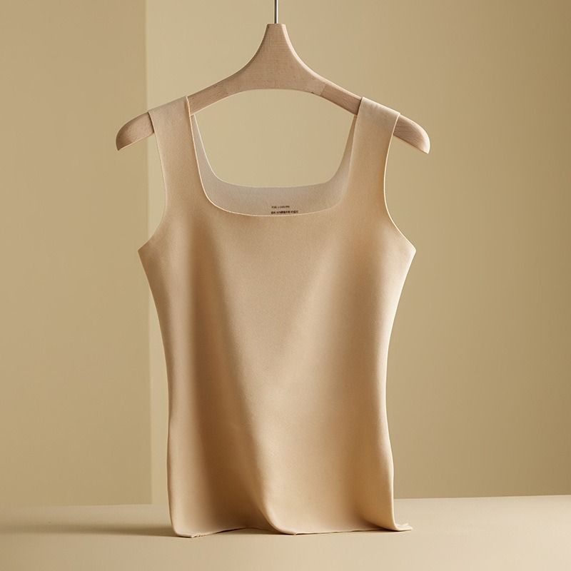 Roupa íntima térmica feminina de gola quadrada alemã para outono e inverno, com parte superior de aquecimento de veludo grosso, ajuste fino e sem costura_voghion.com