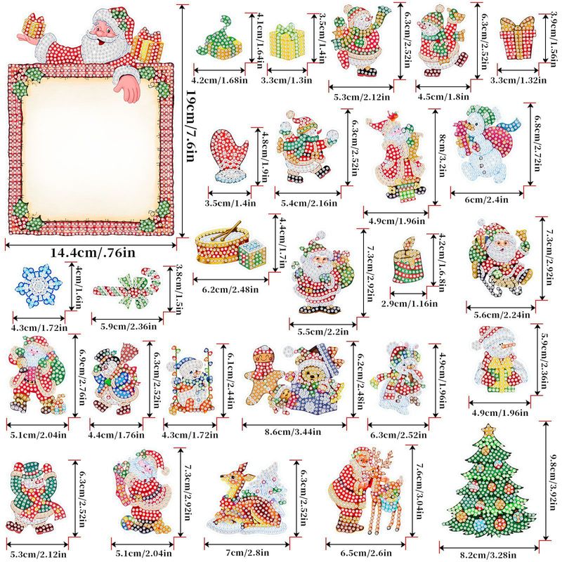 Christmas diamond stickers creative rubber soft magnetic erasable message board refrigerator stickers Christmas old man diamond painting_voghion.com