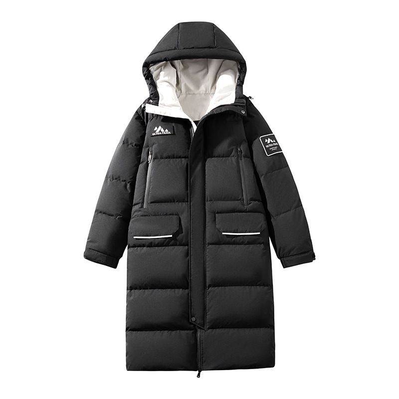 750FP Lange Pufferjas – Winddichte capuchondonsjas (S-3XL, 90% witte eendenvulling, oversized pasvorm, polyester buitenkant)_voghion.com