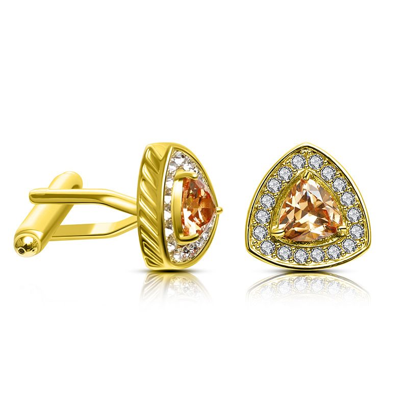 new tuxedo creative triangle zircon cufflinks French business shirt cufflinks_voghion.com