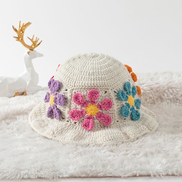 Japanese And Korean Style Niche Color Hand Woven Hollow Flower Pattern Wool Fisherman Hat Women's Sun Hat Spring And Autumn Basin Hat_voghion.com