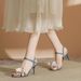 2308-11 Open Toe Sandals For Women With Appliqué, One-Strap Buckle, Thin Heel, Denim High Heels, French Style, Elegant_voghion.com
