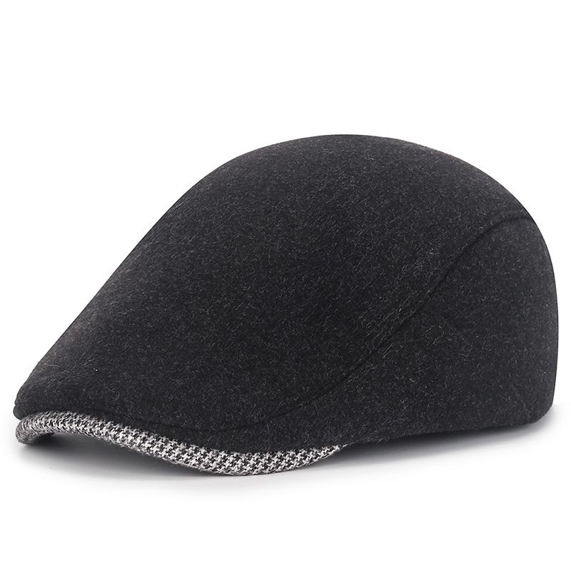Unisex Autumn and winter wool cap men's and women's fashion simple light plate forward cap adjustable size beret_voghion.com