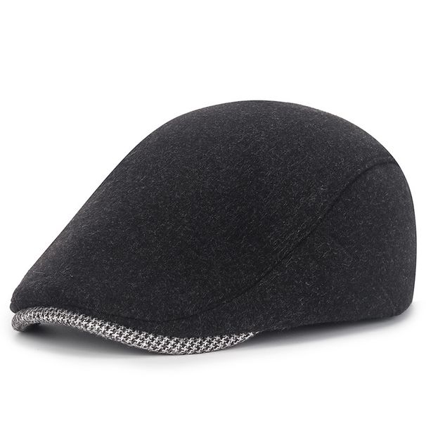 Unisex Autumn and winter wool cap men's and women's fashion simple light plate forward cap adjustable size beret_voghion.com