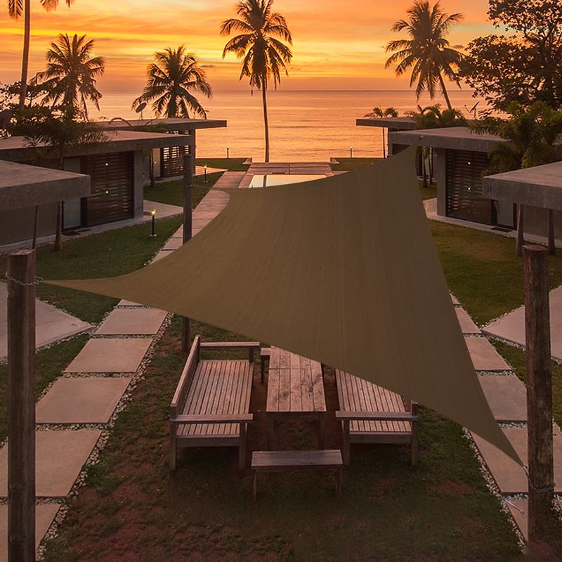 Artpuch Custom Size Brown Sun Shade Sail Triangle Canopy 185 GSM Durable Fabric UV Block Awning for Outdoor Patio Garden Backyard (Customized Availabl_voghion.com