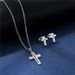 Titanium stalen ketting voor vrouwen, holle trui ketting, koude stijl kruis oorbellen, choker set, hiphop accessoires_voghion.com
