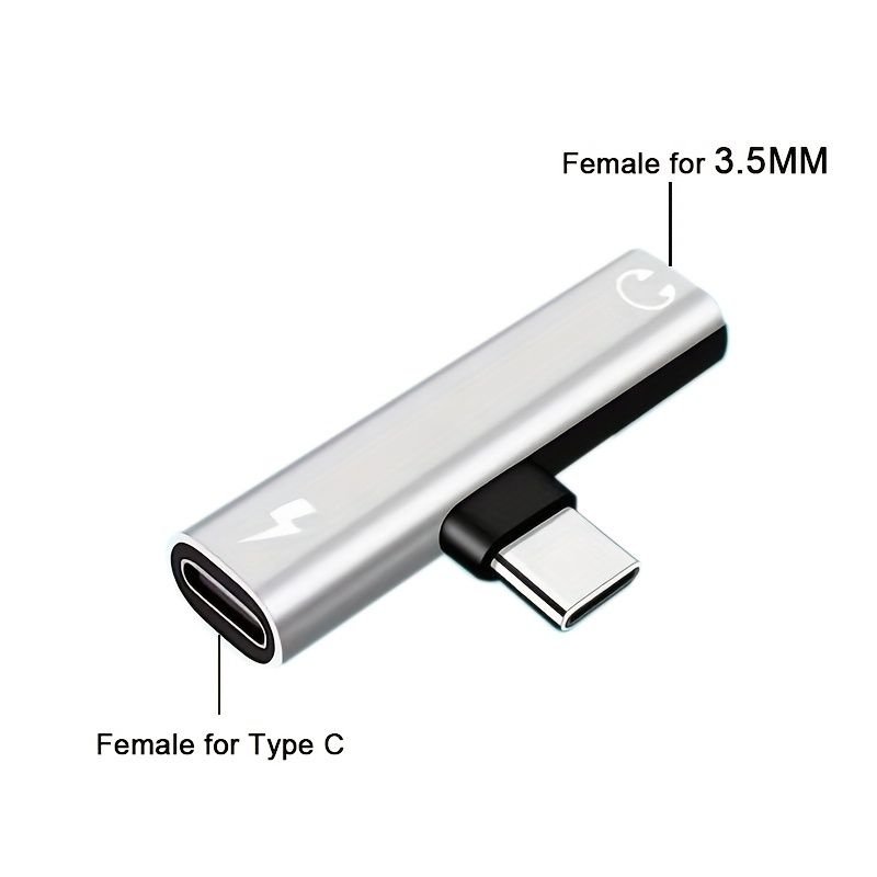 2-in-1 DAC Enhanced Sound USB-C To 3.5mm Audio & Charging Adapter For IPhone 15/16, Xiaomi 14/13, Google PIXEL, And More - Black/Silvery_voghion.com
