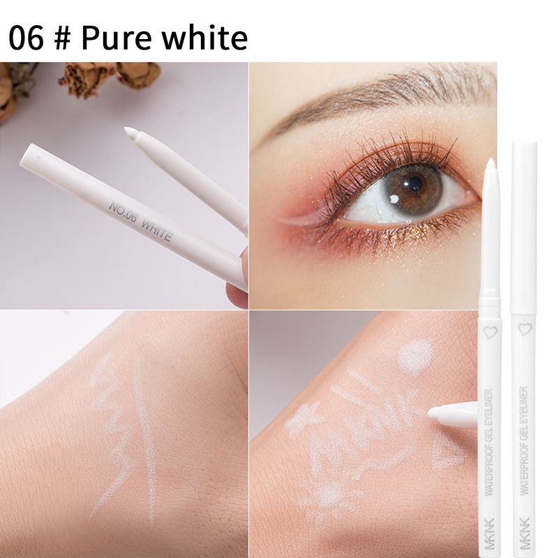 Gel-Mattstift, Weiß, Schwarz, Braun, wasserfest, langlebig, nicht verschmierbar, schweißfest, liegender Seidenraupen-Eyeliner-Stift_voghion.com