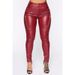 Women's fashion tight casual belt pocket small leg pants women's zipper mid-waist leather pants_voghion.com