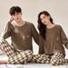 Neues langärmeliges Pullover-Pyjama-Set für Herren und Damen für den Winter, Baumwolle für Paare im Frühling und Herbst, Hauskleidung in Übergröße_voghion.com