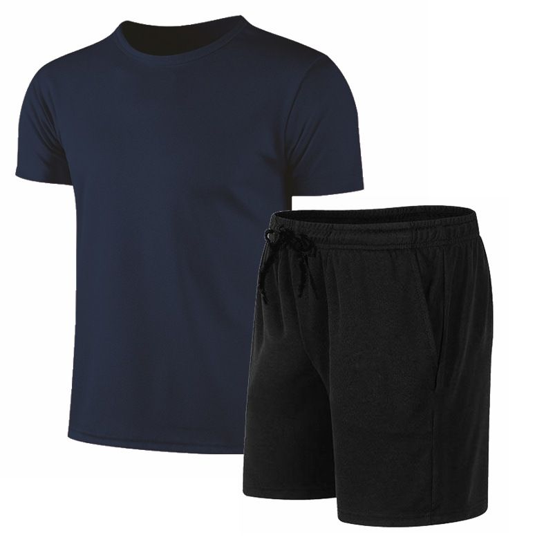 Ensemble d'été 2 pièces confortable et respirant, t-shirt et short, survêtement unisexe à manches courtes_voghion.com