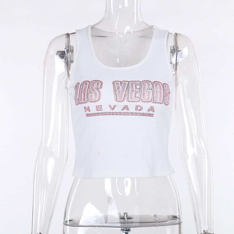 Women's Clothing knitted letter print slim short vest fashion all-match hot girl T-shirt _voghion.com