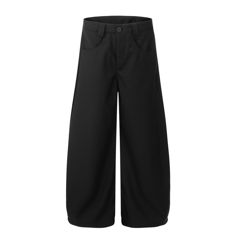 2025 Spring Elegant Style Solid Color Cotton Wide-Leg Trendy Casual Pants_voghion.com