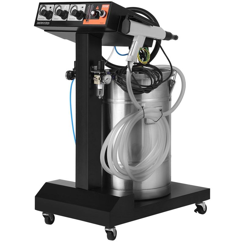 VEVOR Powder Coating System, 50 W 100KV Electrostatic Output Powder Coating Kit With 50L Powder Hopper, 450g Per Minute Powder Coating Machine With Spray Gun And Trolley Base, For Indoor And Outdoor_voghion.com
