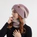 Cappello invernale bicolore per bambini, spesso e caldo, con protezione per le orecchie, in lana con sciarpa in velluto, set da due pezzi, cappello lavorato a maglia, regalo per le feste_voghion.com